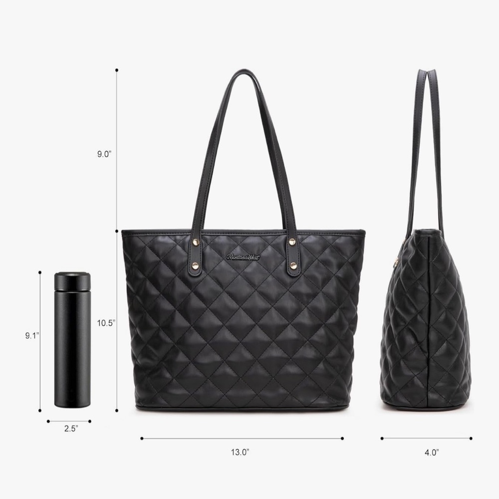 🆕 Montana West Quilted Tote Bag for Women Large Shoulder Bag - Picture 6 of 8